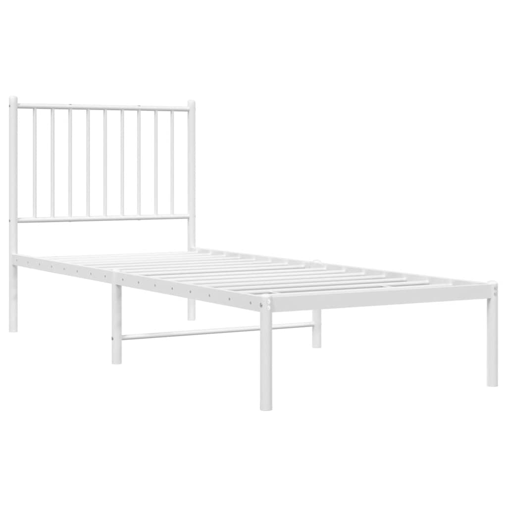 vidaXL Metal Bed Frame without Mattress with Headboard White 75x190cm 3