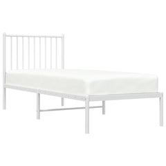 vidaXL Metal Bed Frame without Mattress with Headboard White 75x190cm 4