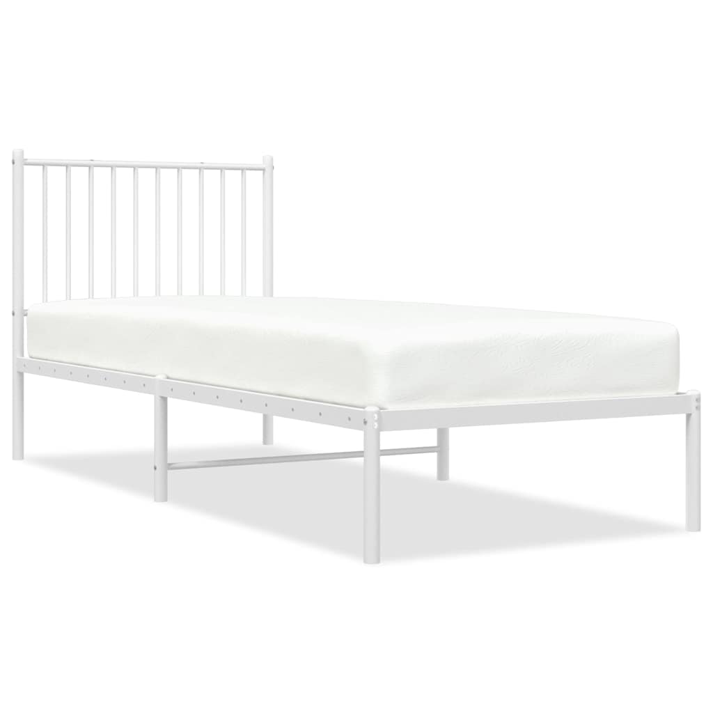 Metal Bed Frame without Mattress White With headboard 80 cm 200 cm