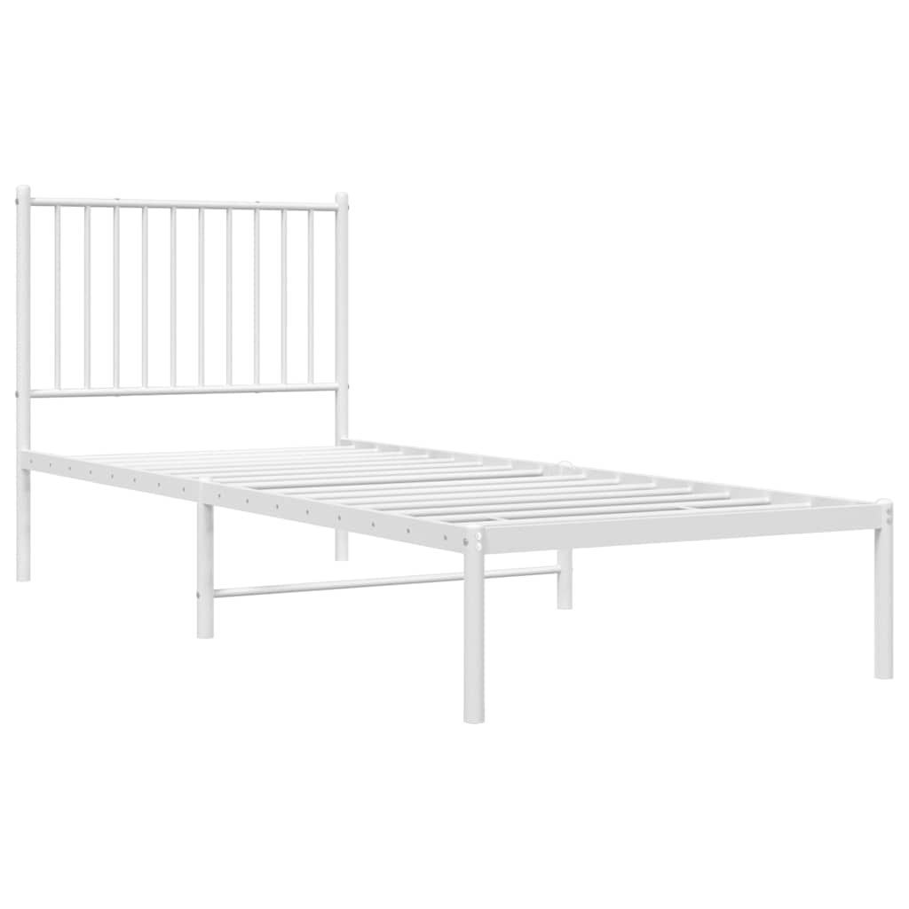 vidaXL Metal Bed Frame without Mattress with Headboard White 80x200cm 3