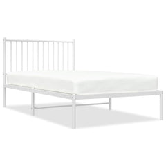 Metal Bed Frame without Mattress White With headboard 100 cm 190 cm