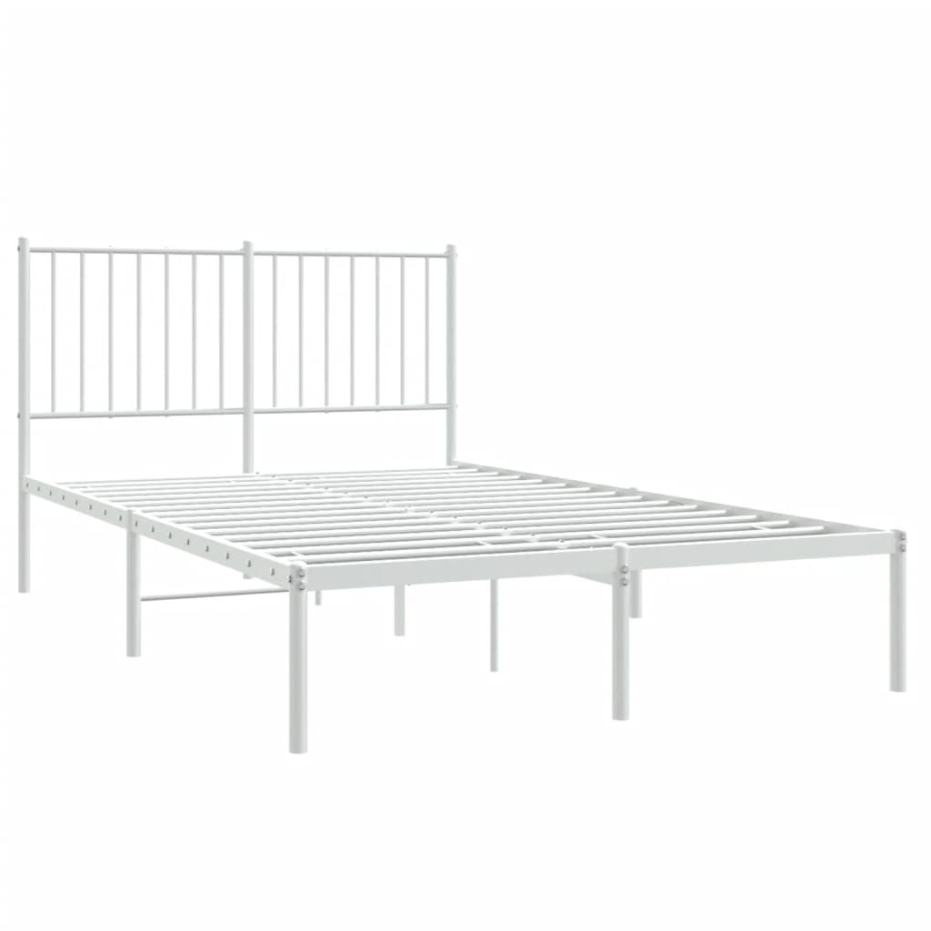 Metal Bed Frame without Mattress White With headboard 120 cm 190 cm
