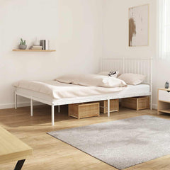 vidaXL Metal Bed Frame without Mattress White with Headboard