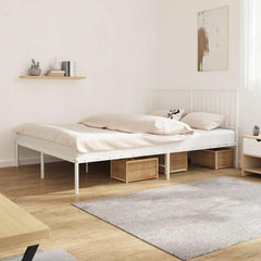 vidaXL Metal Bed Frame without Mattress White with Headboard