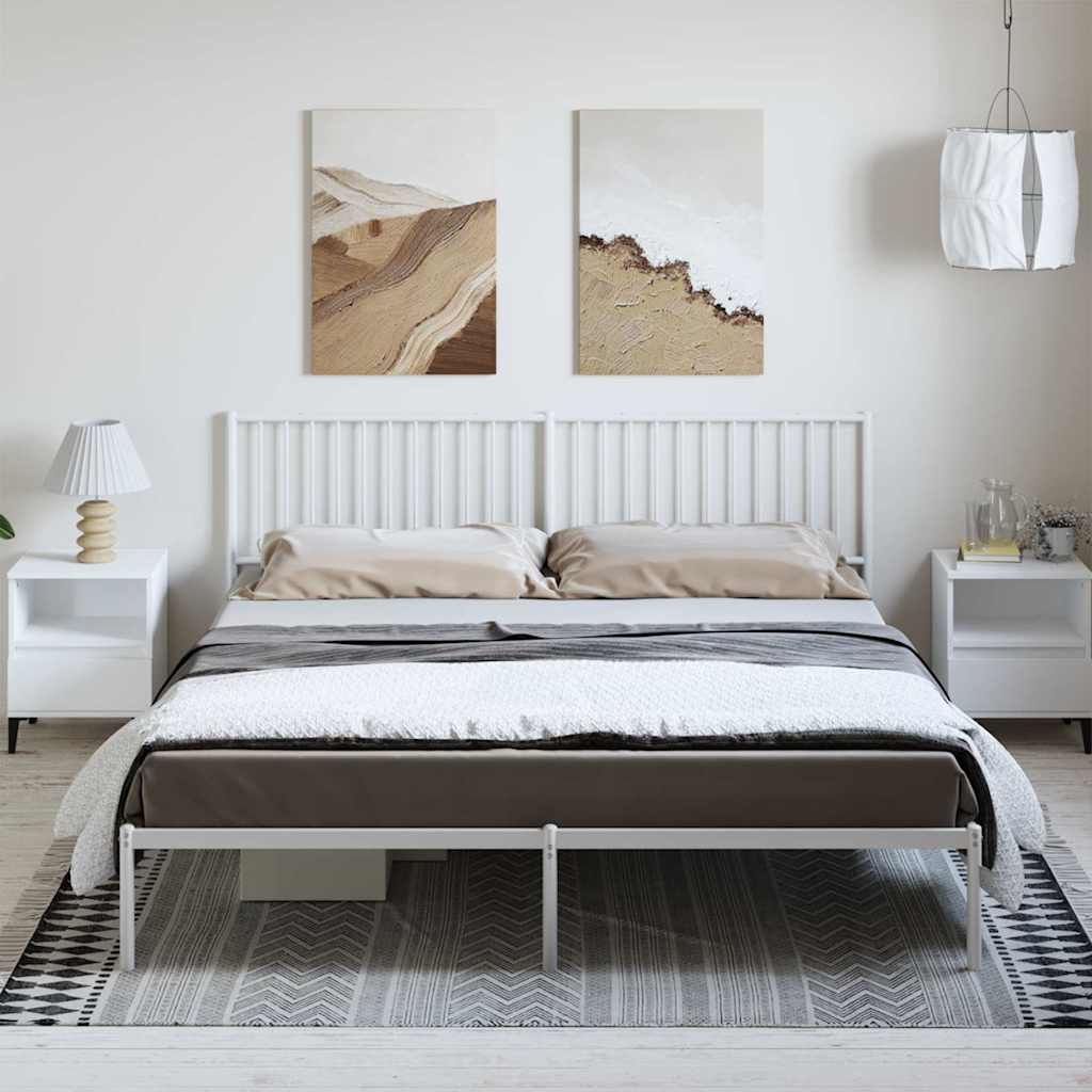 vidaXL Metal Bed Frame without Mattress White with Headboard