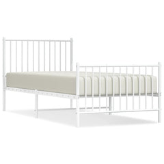 vidaXL Metal Bed Frame without Mattress with Footboard White 90x200cm 2