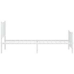vidaXL Metal Bed Frame without Mattress with Footboard White 90x200cm 6