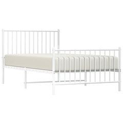 vidaXL Metal Bed Frame without Mattress with Footboard White 100x190cm 5