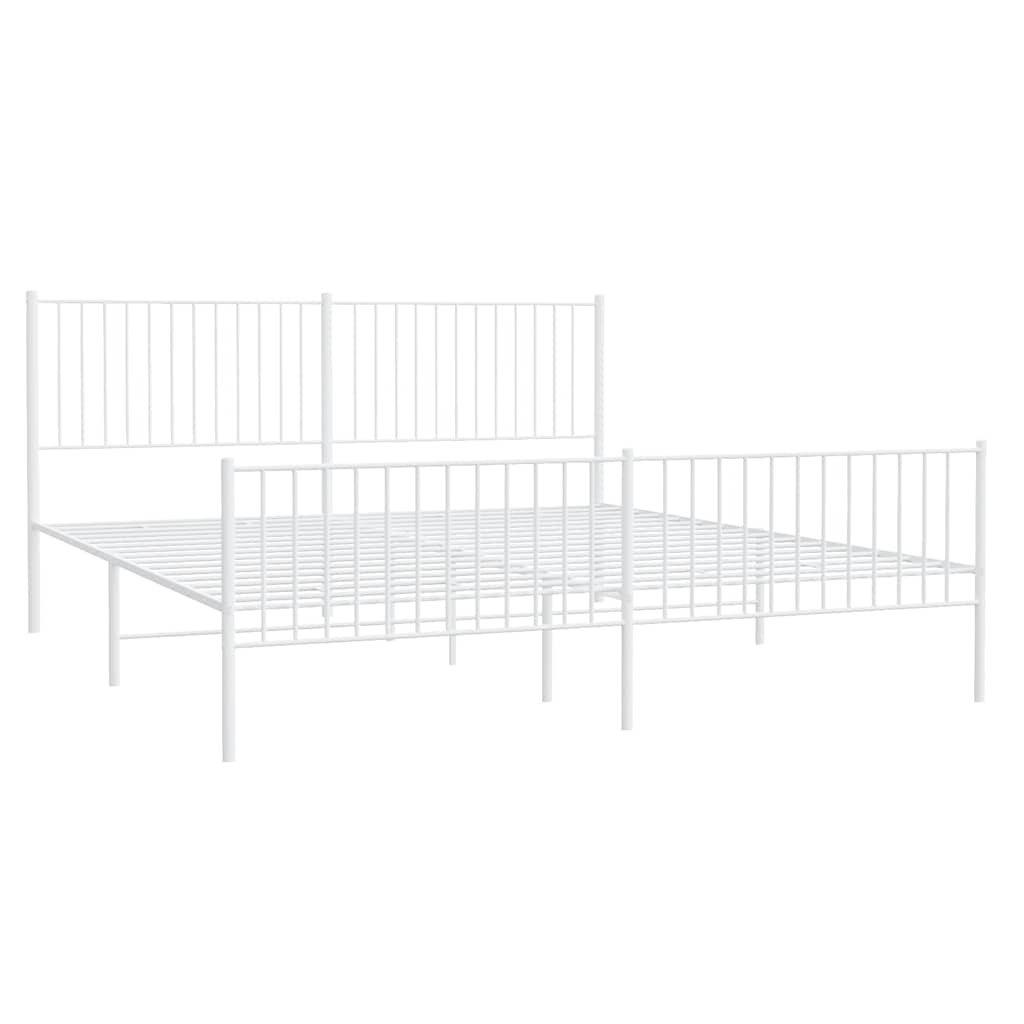 vidaXL Metal Bed Frame without Mattress with Footboard White 193x203cm 4