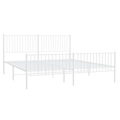 vidaXL Metal Bed Frame without Mattress with Footboard White 193x203cm 4