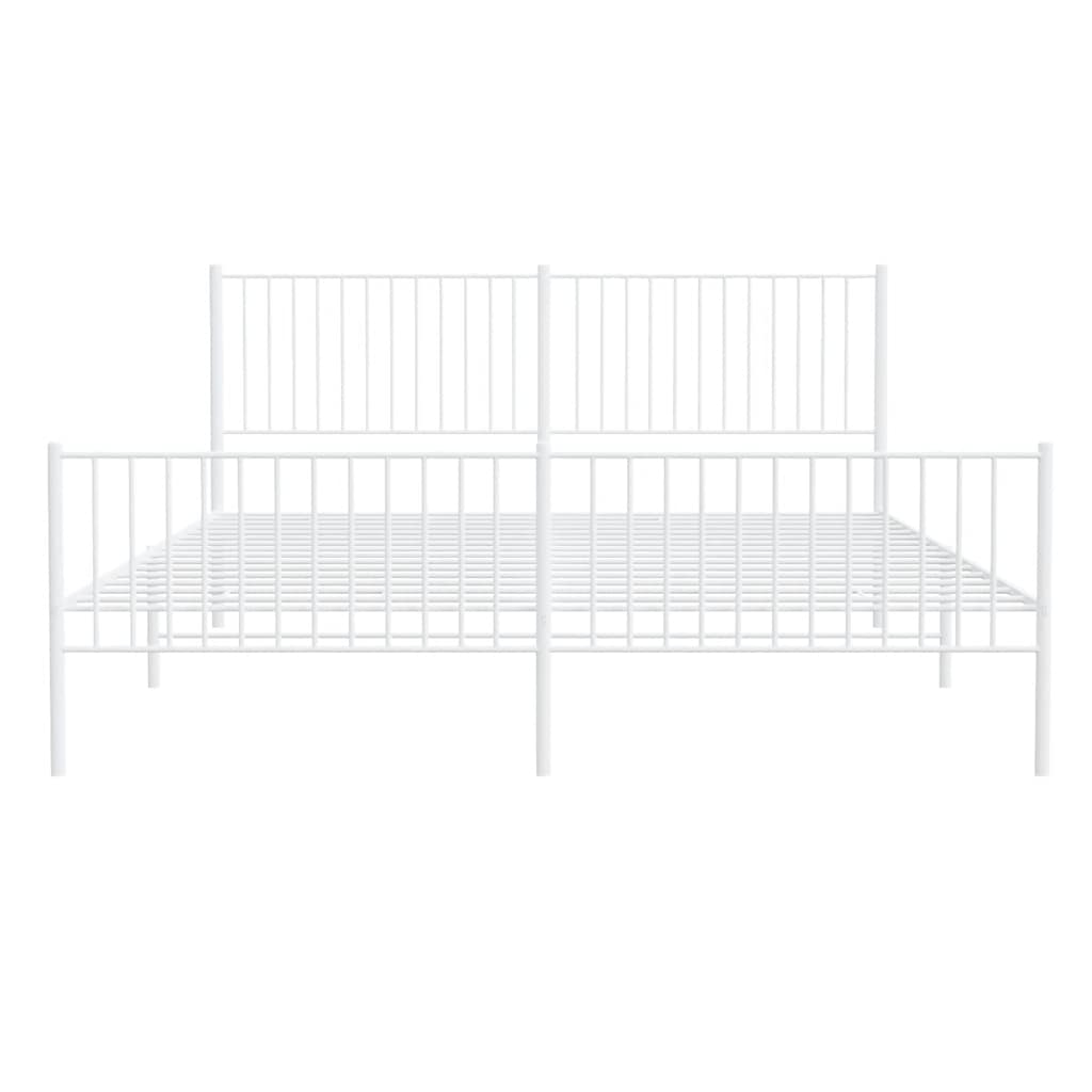 vidaXL Metal Bed Frame without Mattress with Footboard White 193x203cm 6