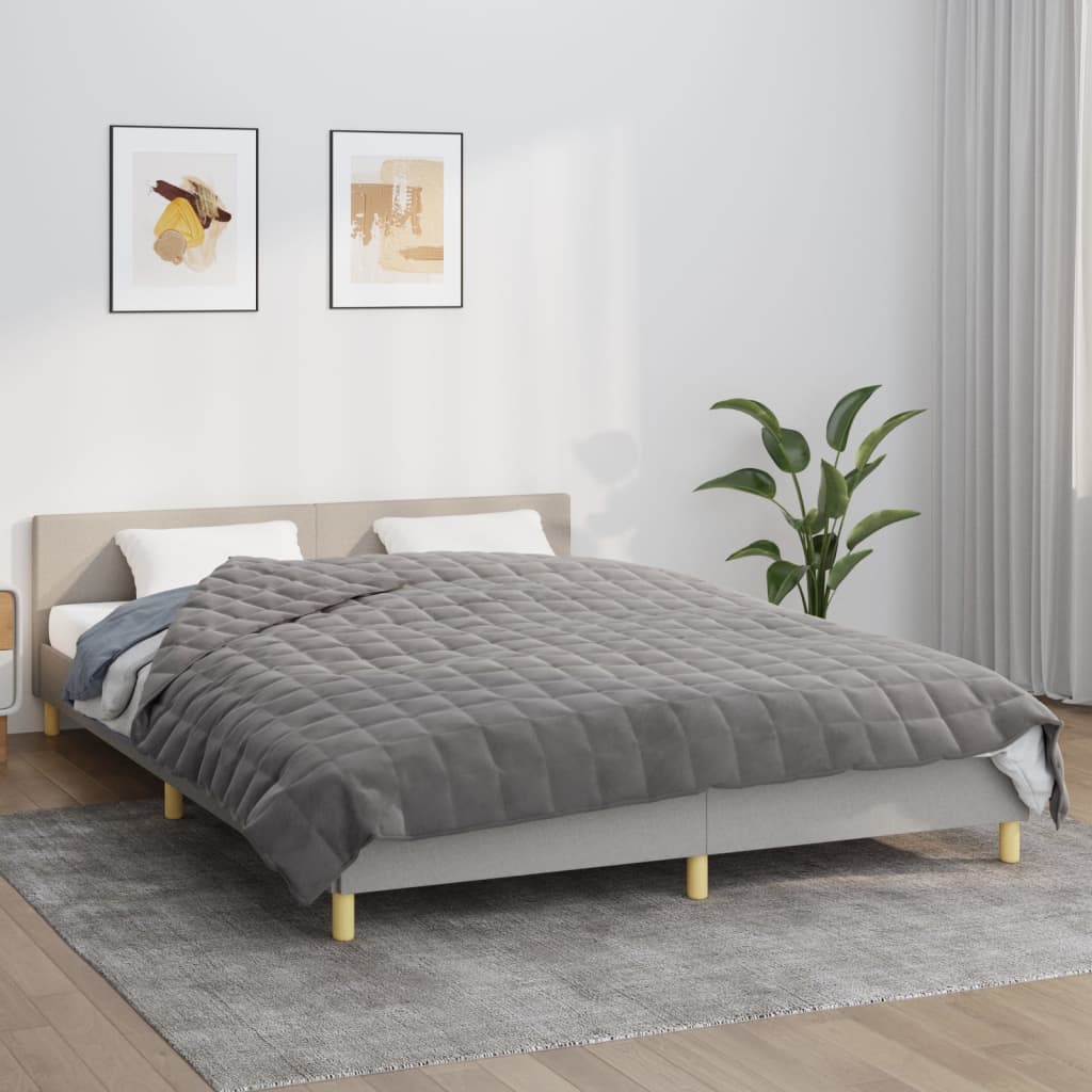 vidaXL Weighted Blanket Grey 220x230 cm King 15 kg Fabric 1