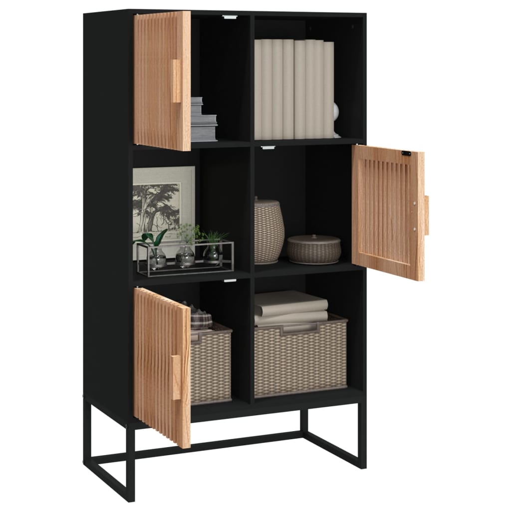 Highboard Black Engineered Wood, image 3