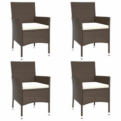 Garden Chairs with Cushions Poly Rattan Brown 4