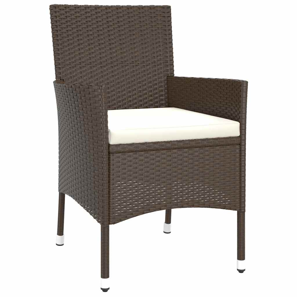 Garden Chairs with Cushions Poly Rattan Brown 4