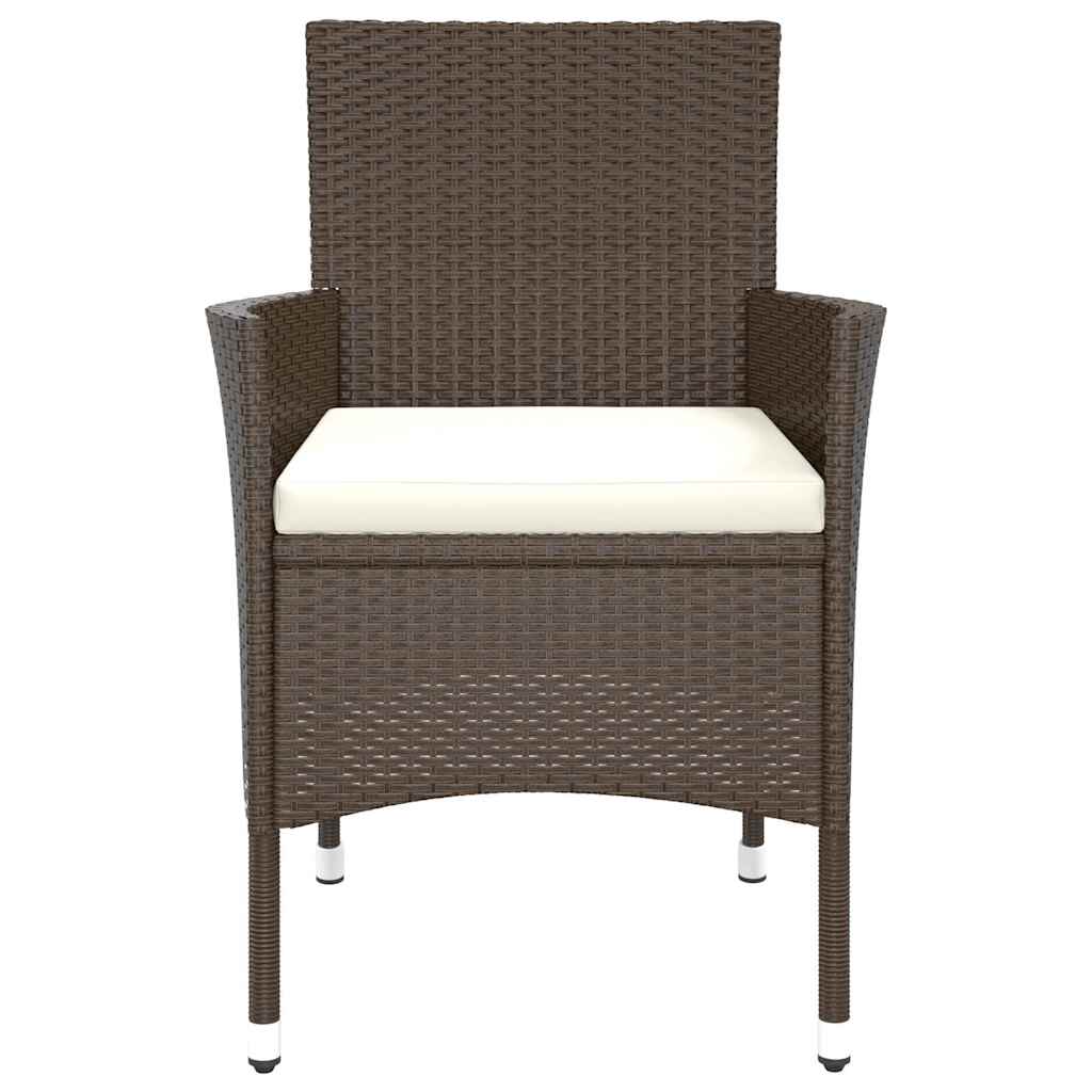 Garden Chairs with Cushions Poly Rattan Brown 4