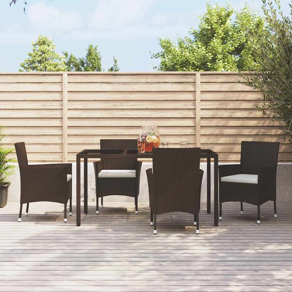 Garden Chairs with Cushions Poly Rattan Brown 4