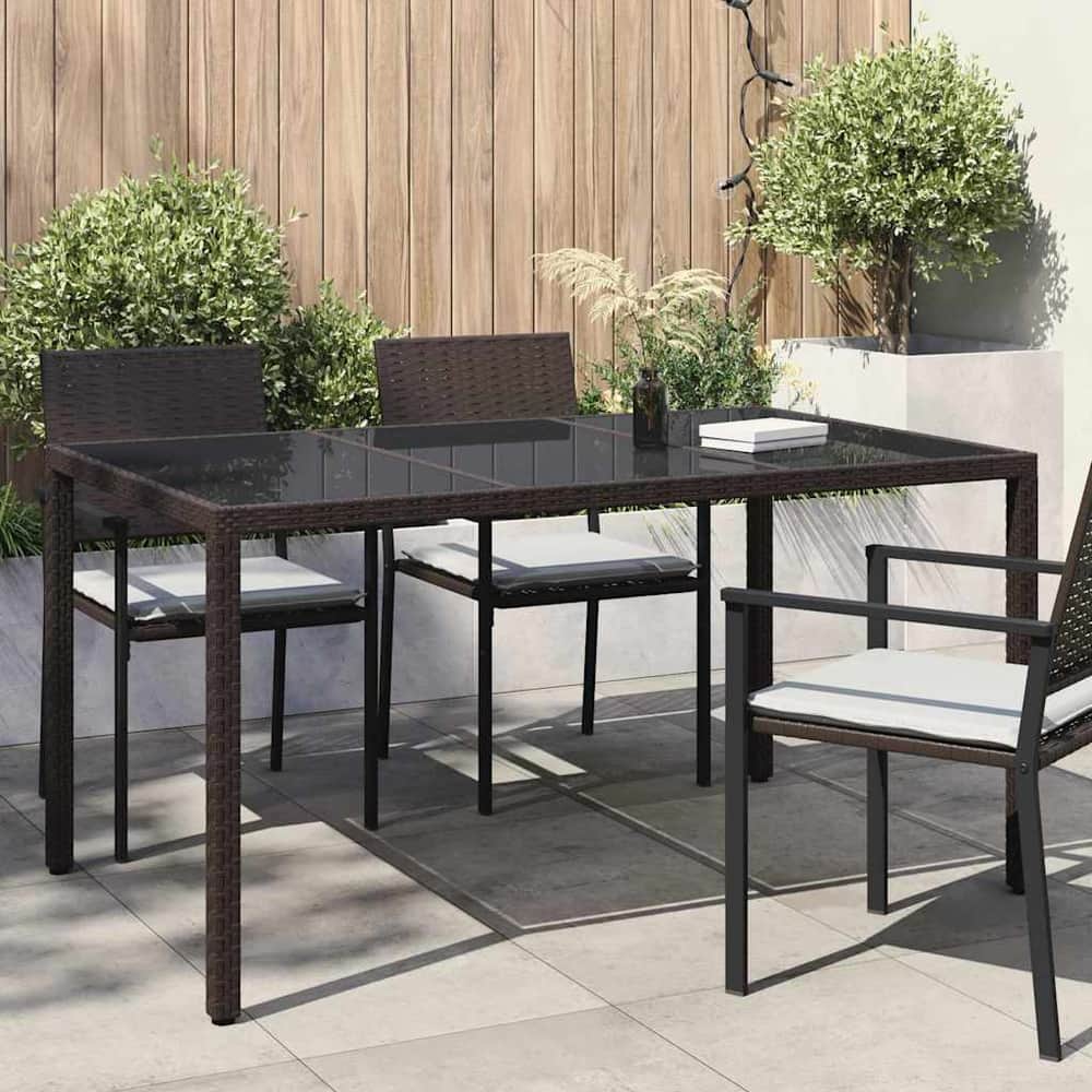 Garden Table Grey 150 x 90 x 75 cm Poly Rattan Brown and black
