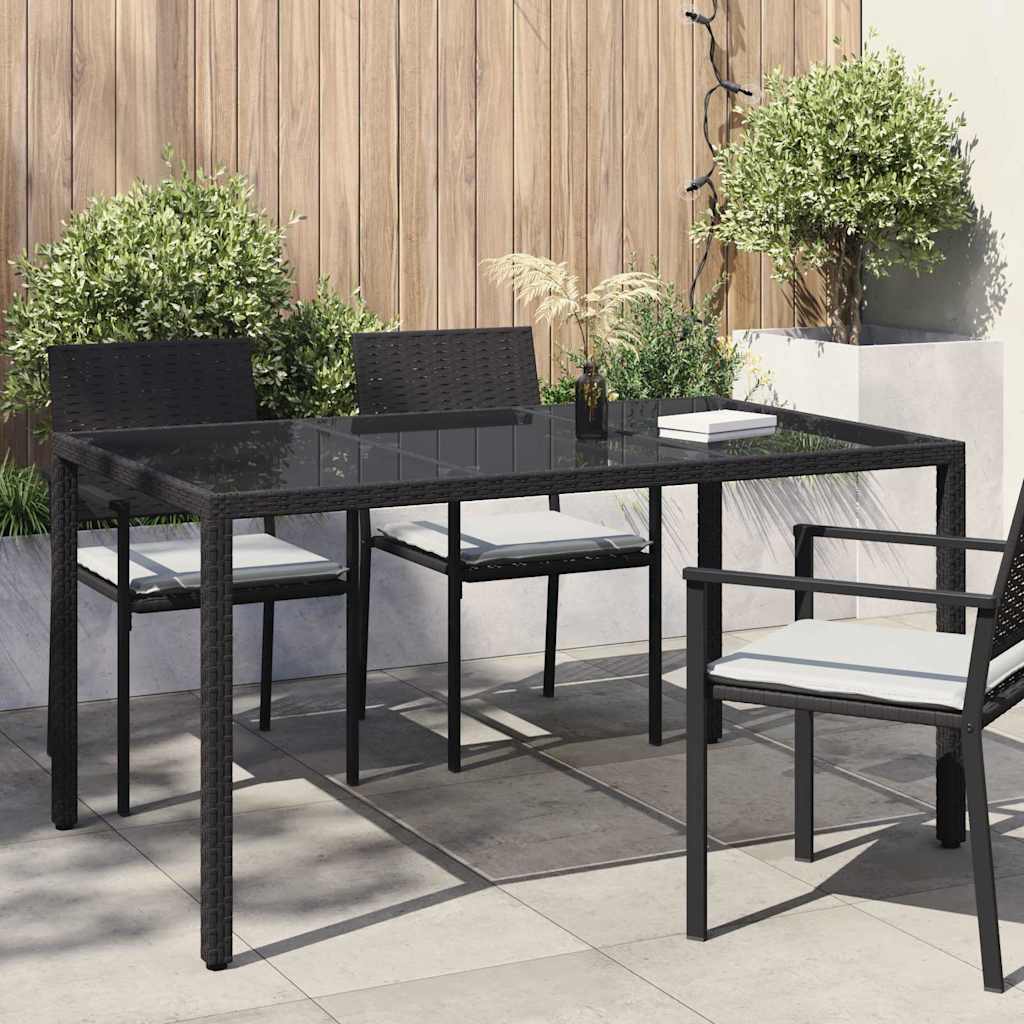 Garden Table Grey 150 x 90 x 75 cm Poly Rattan Black