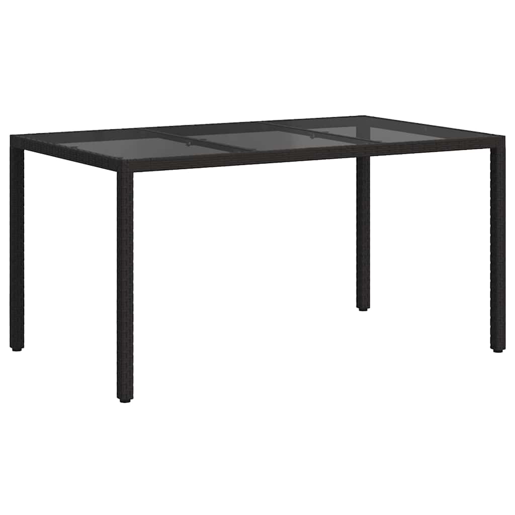 vidaXL Garden Table Black 150 x 90 x 75 cm Poly Rattan 5