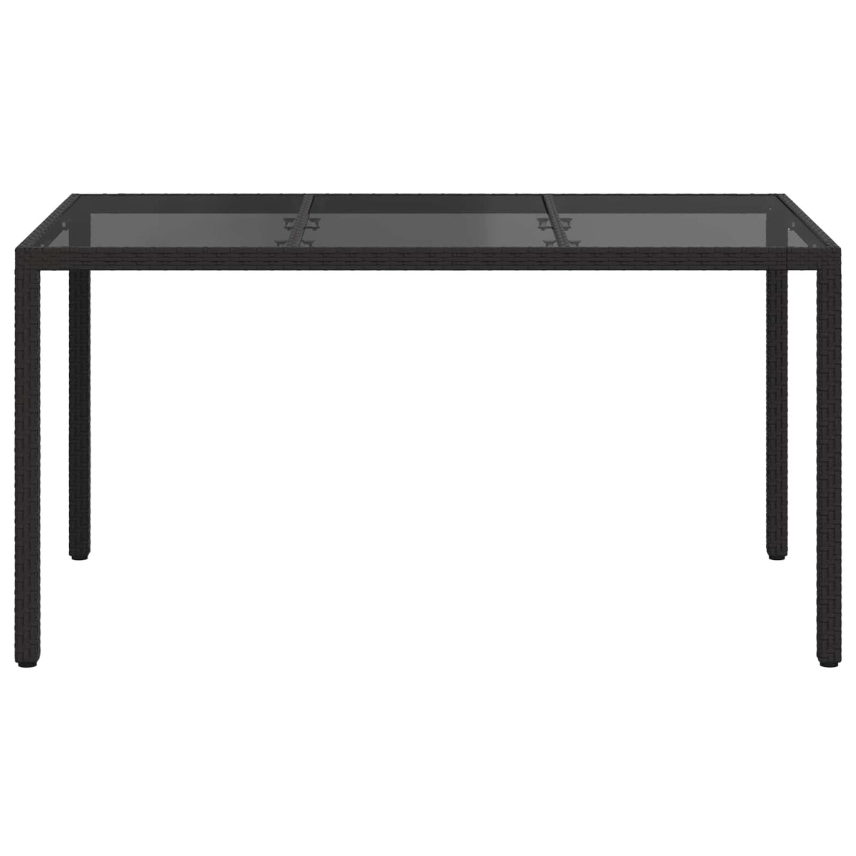 Garden Table Grey 150 x 90 x 75 cm Poly Rattan Black