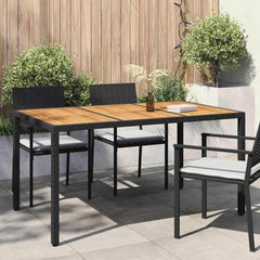 Garden Table Grey 150 x 90 x 75 cm Poly Rattan Black and natural