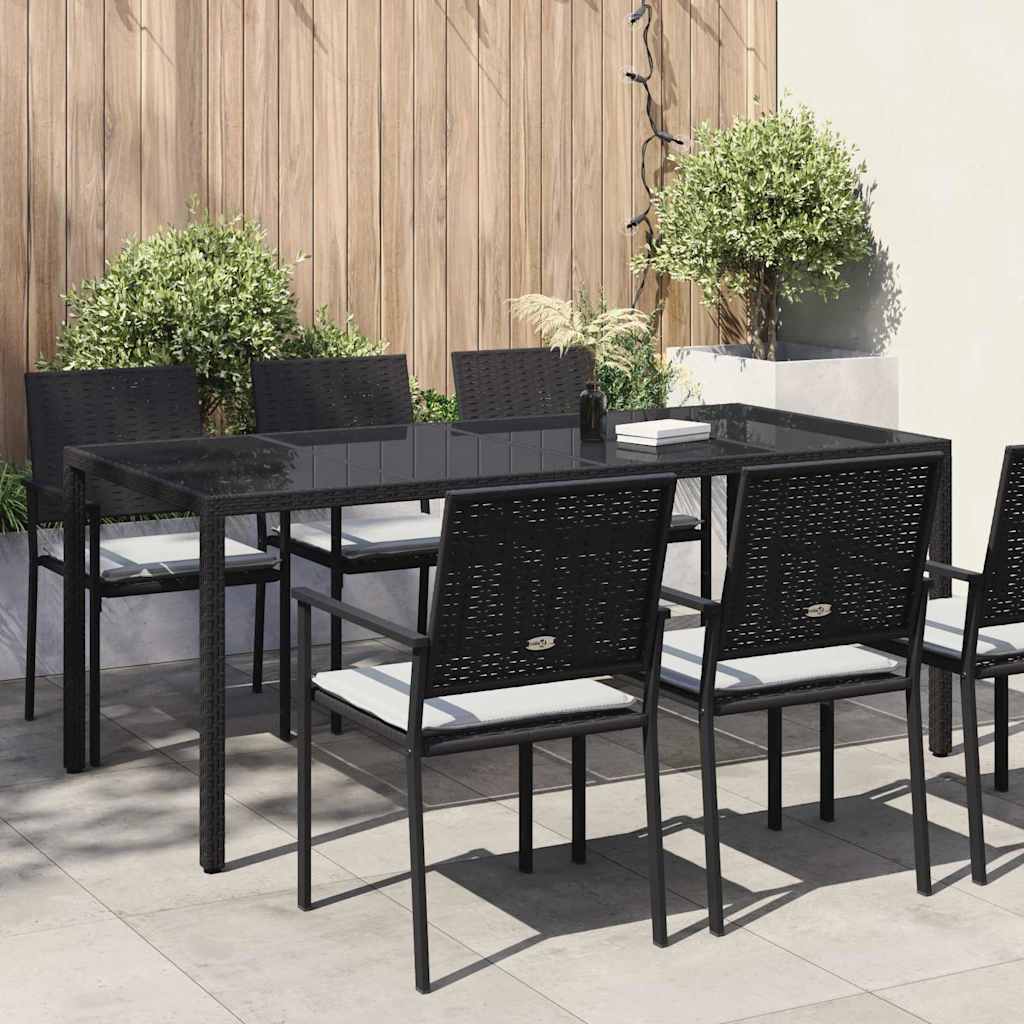 Garden Table Poly Rattan Depth 90 cm Width 190 cm Black