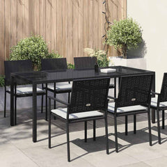Garden Table Poly Rattan Depth 90 cm Width 190 cm Black