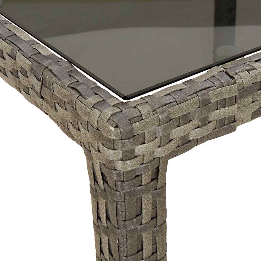Garden Table Poly Rattan Depth 90 cm Width 190 cm Grey and black