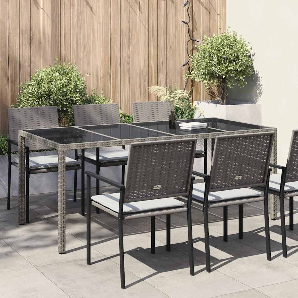Garden Table Poly Rattan Depth 90 cm Width 190 cm Grey and black
