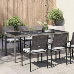 Garden Table Poly Rattan Depth 90 cm Width 190 cm Grey and black