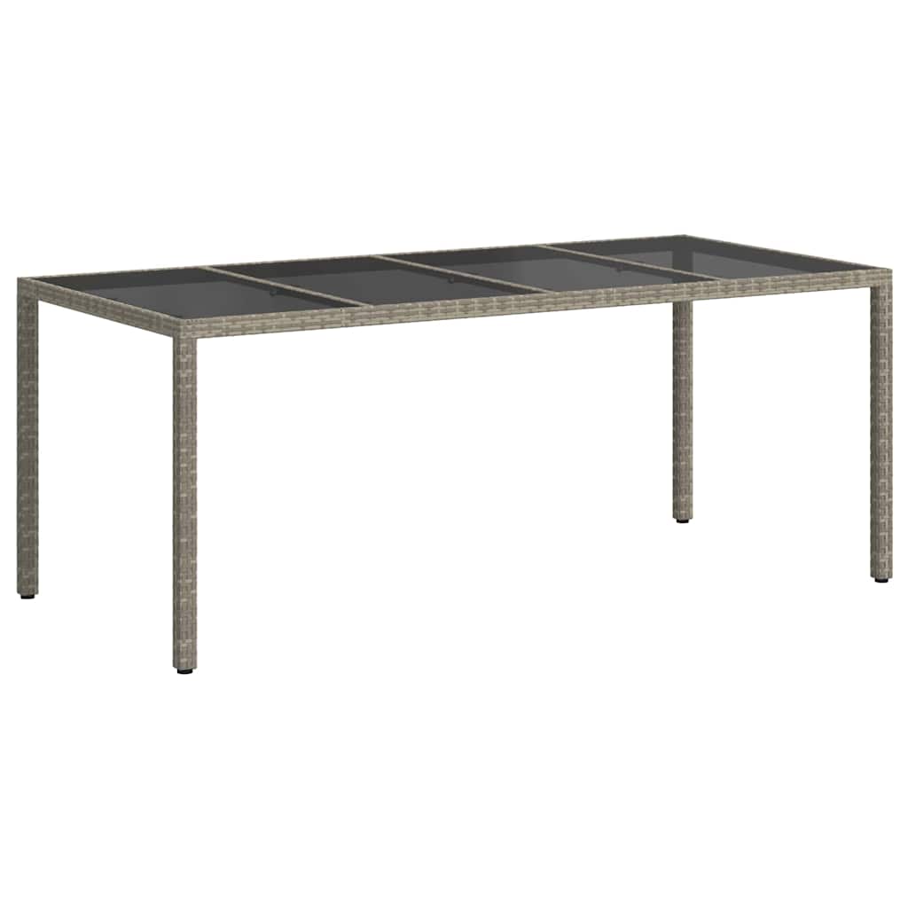 Garden Table Poly Rattan Depth 90 cm Width 190 cm Grey and black