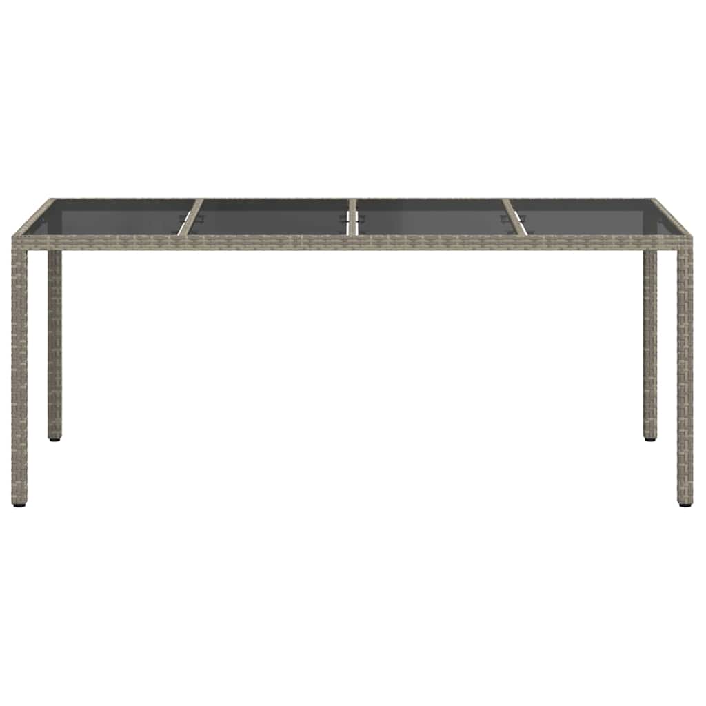 Garden Table Poly Rattan Depth 90 cm Width 190 cm Grey and black