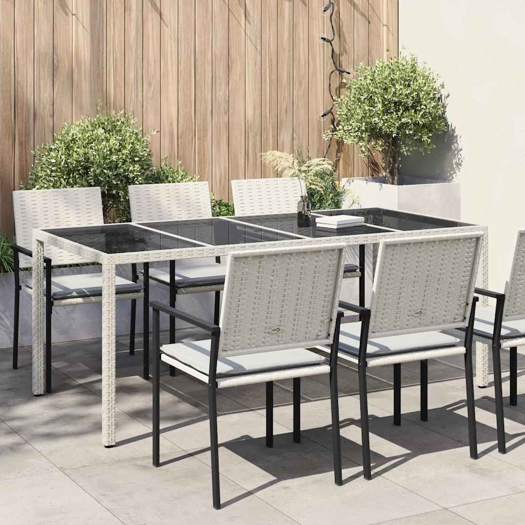 Garden Table Poly Rattan Depth 90 cm Width 190 cm White and black