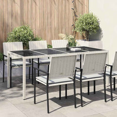 Garden Table Poly Rattan Depth 90 cm Width 190 cm White and black
