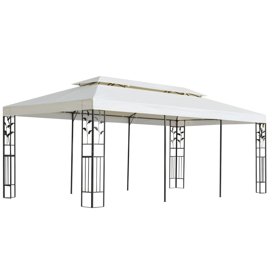 vidaXL Gazebo with Double Roof White 6x3 m Steel 1