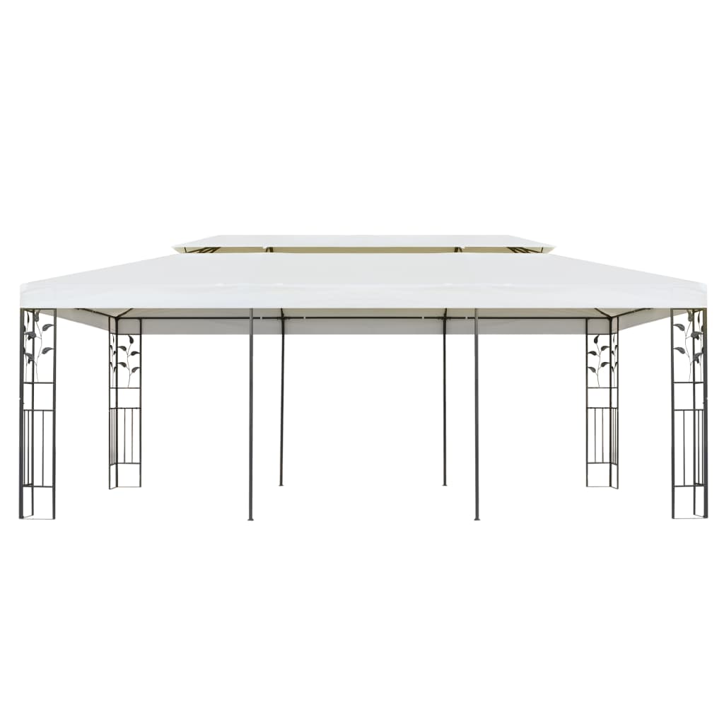 vidaXL Gazebo with Double Roof White 6x3 m Steel 2