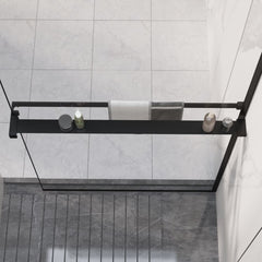 Shower Shelf for Walk-in Shower Wall Aluminium Black 90 cm