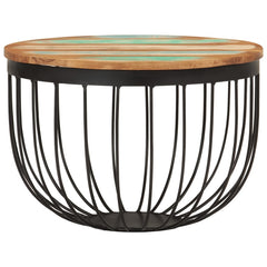 vidaXL Coffee Table Ø50x35 cm Solid Wood Reclaimed and Steel 2