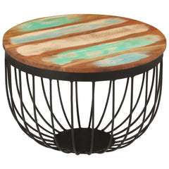 vidaXL Coffee Table Ø50x35 cm Solid Wood Reclaimed and Steel 3