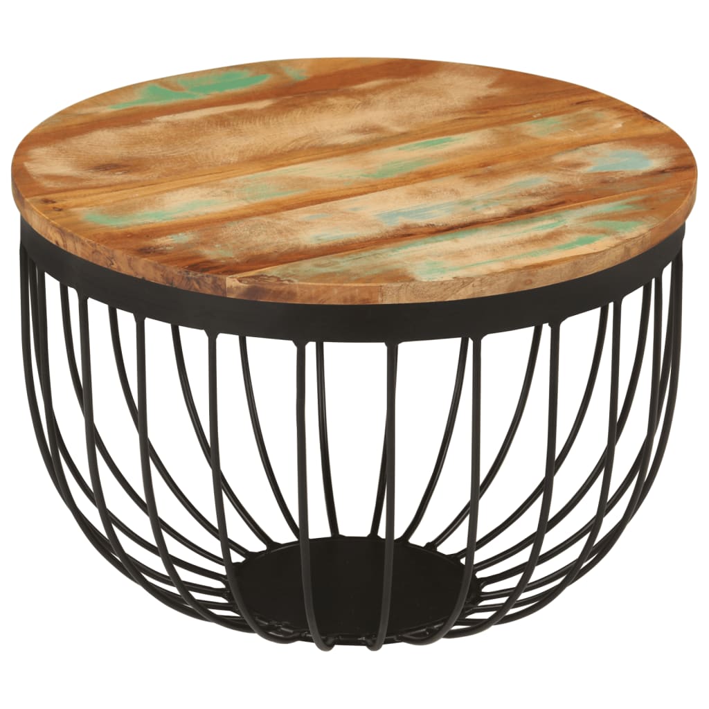 vidaXL Coffee Table Ø50x35 cm Solid Wood Reclaimed and Steel 4