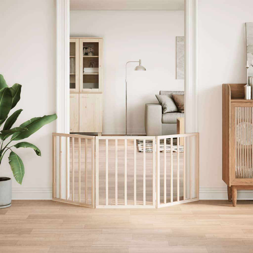 vidaXL Dog Gate Foldable 3 Panels 150 cm Poplar Wood 3