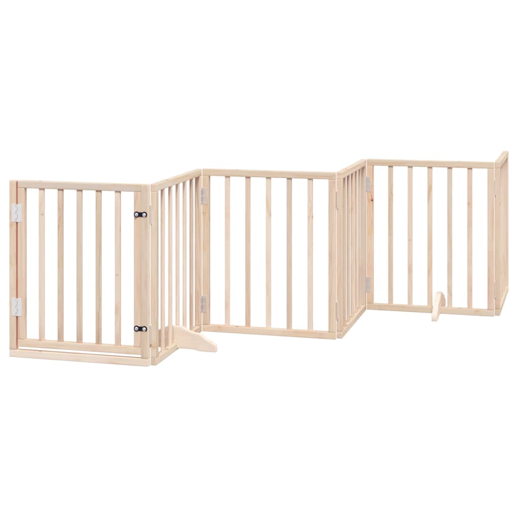 vidaXL Dog Gate with Door Foldable 6 Panels 300 cm Poplar Wood 2