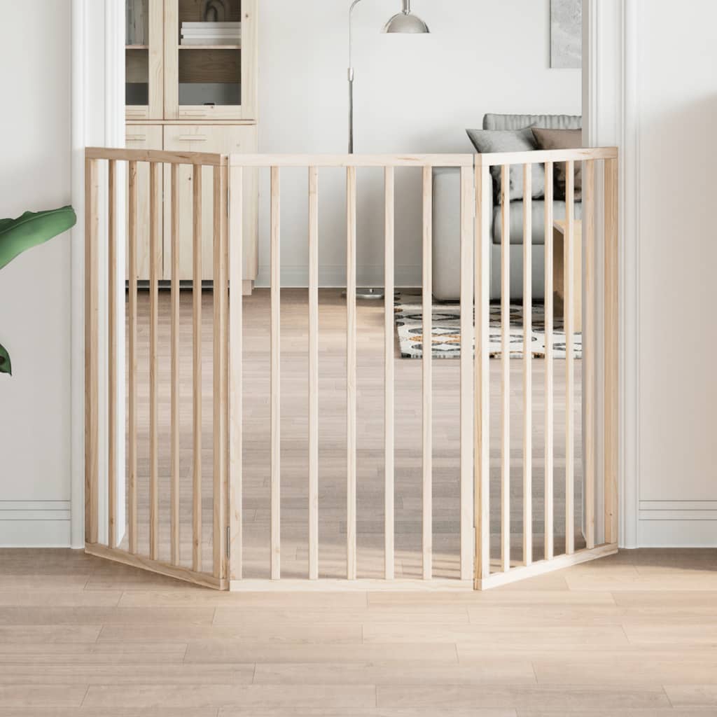 vidaXL Dog Gate Foldable 3 Panels 150 cm Poplar Wood 1