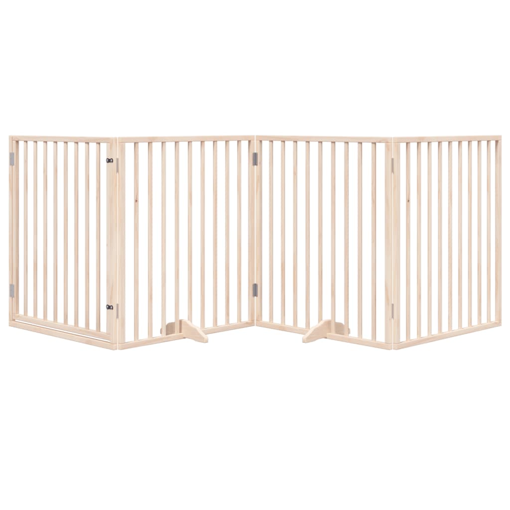 vidaXL Dog Gate with Door Foldable 4 Panels 320 cm Poplar Wood 3