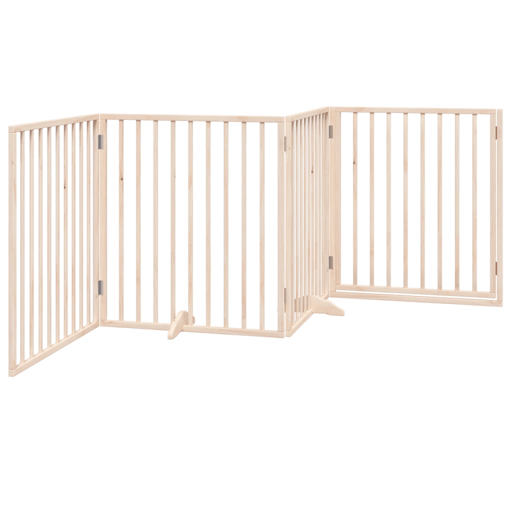 vidaXL Dog Gate with Door Foldable 4 Panels 320 cm Poplar Wood 6