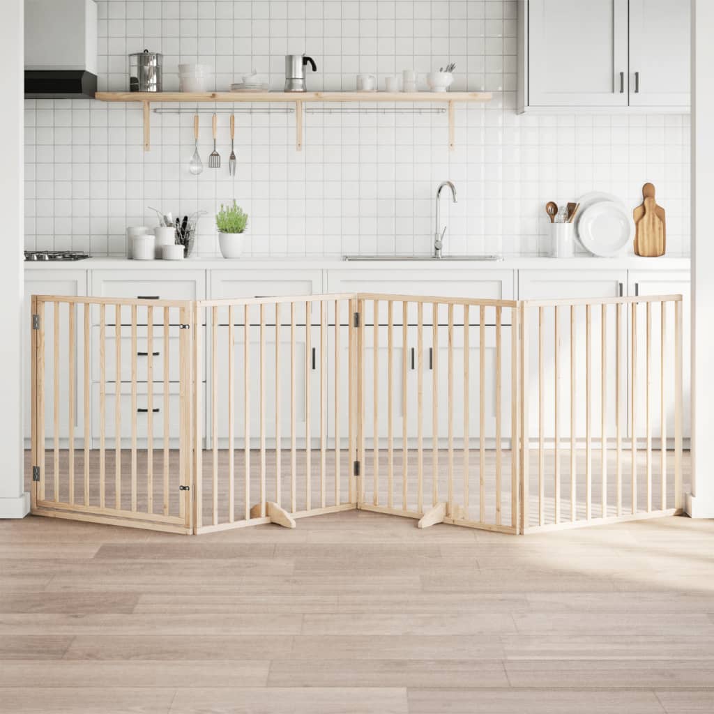 Dog Gate Foldable Panels 160 cm Poplar Wood Width 80 cm Natural 90 cm 4