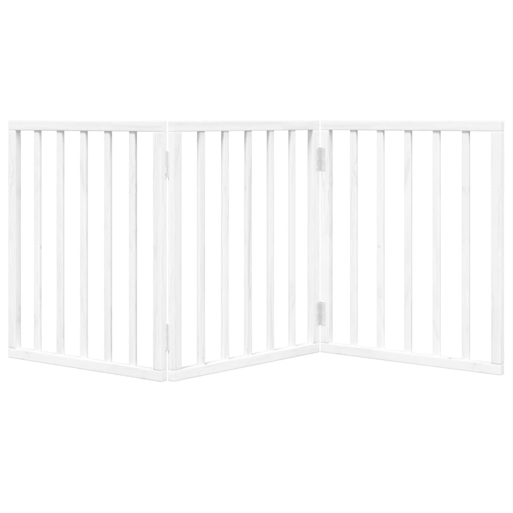 vidaXL Dog Gate Foldable 3 Panels White 150 cm Poplar Wood 4
