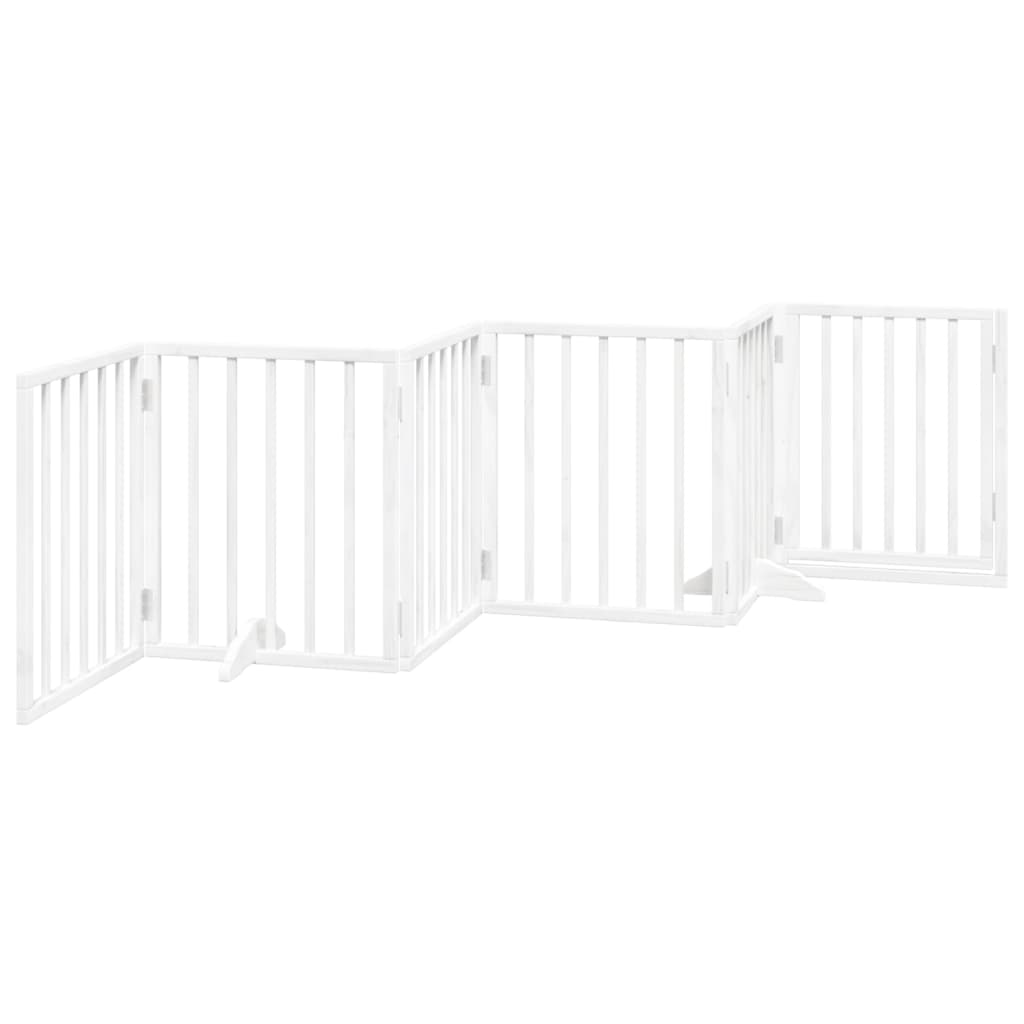 vidaXL Dog Gate with Door Foldable 6 Panels White 300 cm Poplar Wood 6