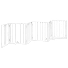 vidaXL Dog Gate with Door Foldable 6 Panels White 300 cm Poplar Wood 6